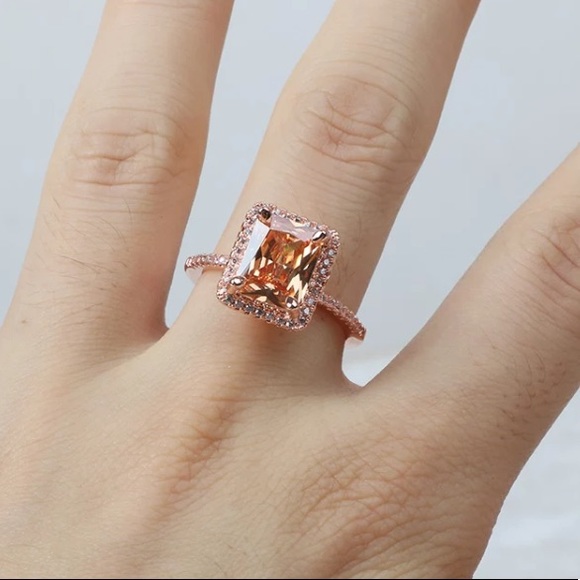 18K rose gold plated diamond ring - Picture 2 of 5